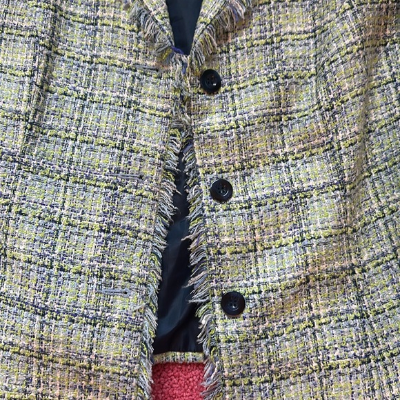 RL Richard Green, Blue, Multicolored Jacket with tweed, Fringe, Size 16 - Picture 7 of 8
